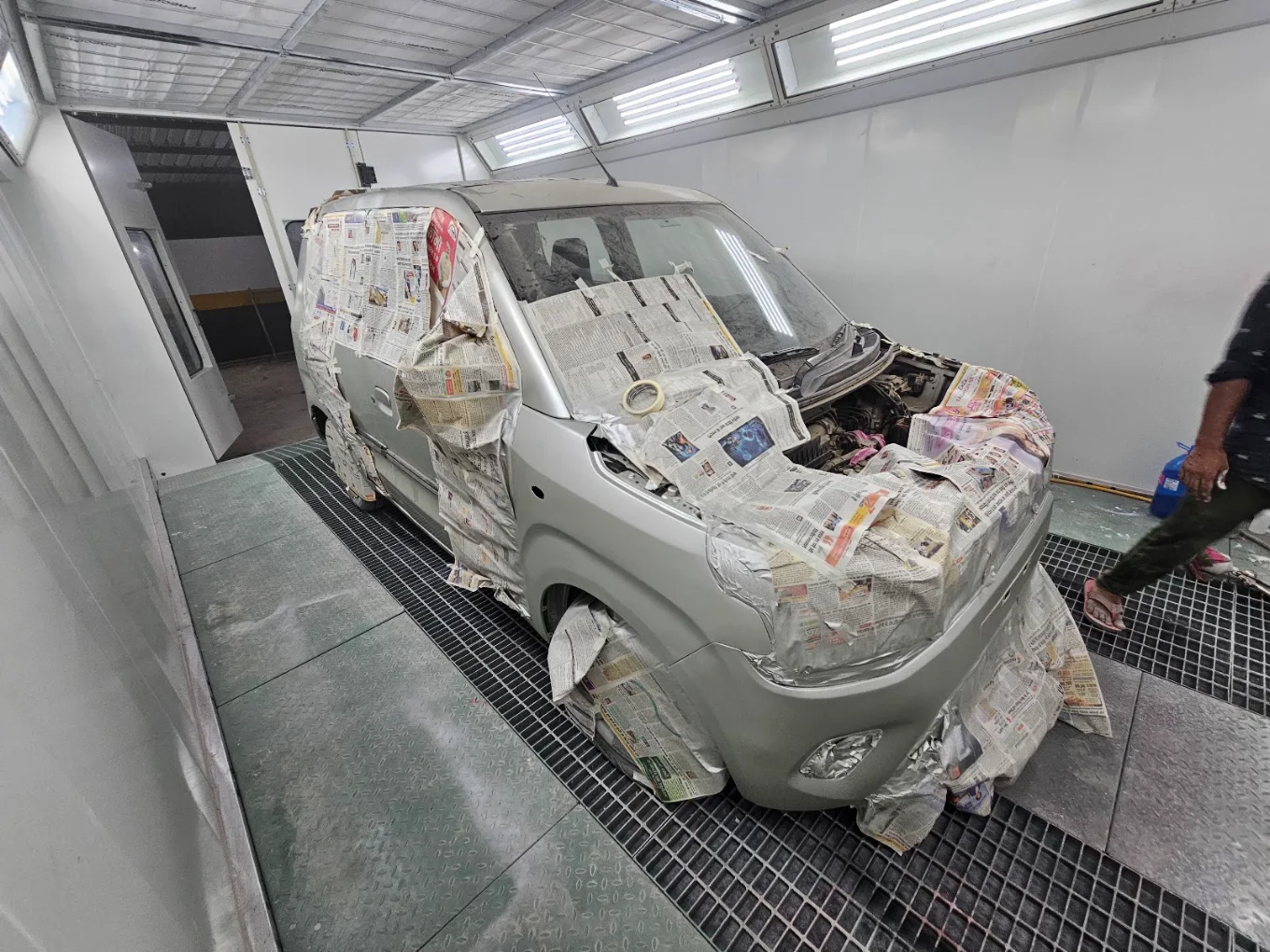 Car prepared inside the paint booth